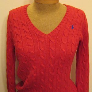 NEW Ralph Lauren Sports Womens V Neck Sweater M